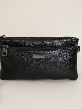 Black Textured Wristlet Clutch